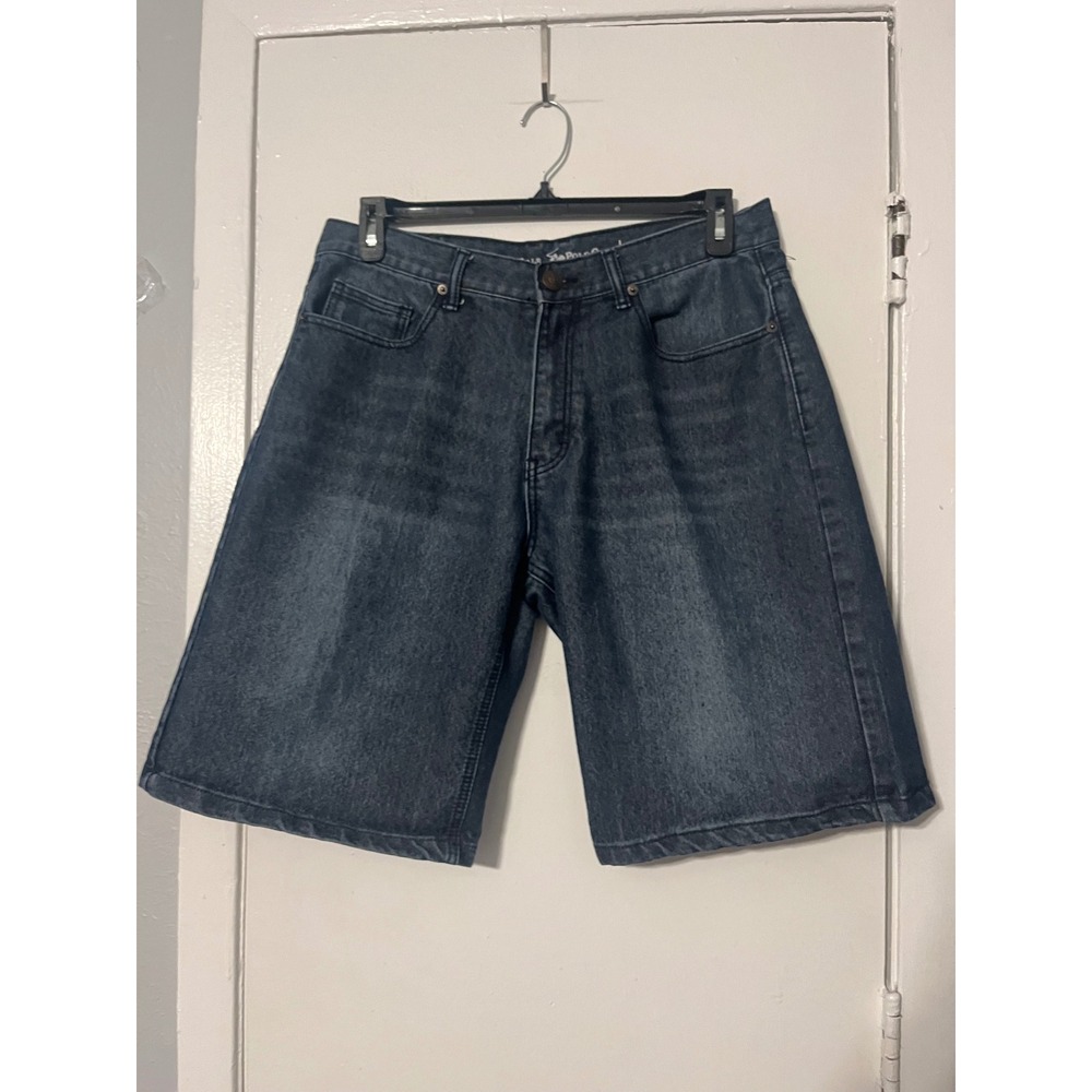 Beverly Hills Polo Club Mens Denim Shorts Dark Wash Stretch Jorts Size 32